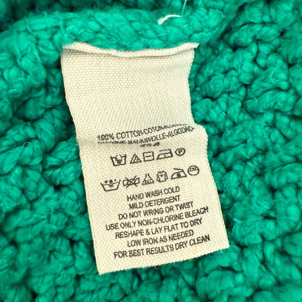 Free People Sticks and Stones Green Chunky Cable Knit Crop Sweater Size XS - Picture 5 of 5